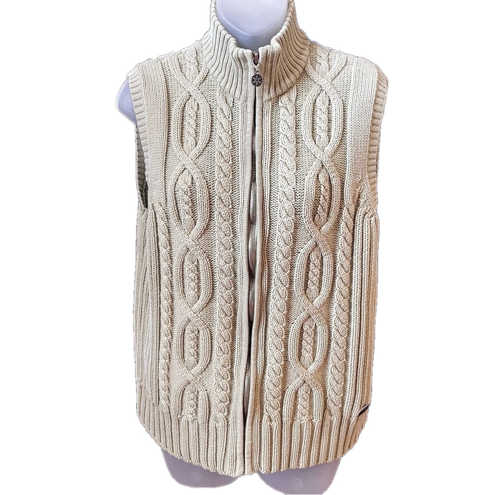 Northern Reflections mint green zippered cable knit sweater vest size large.